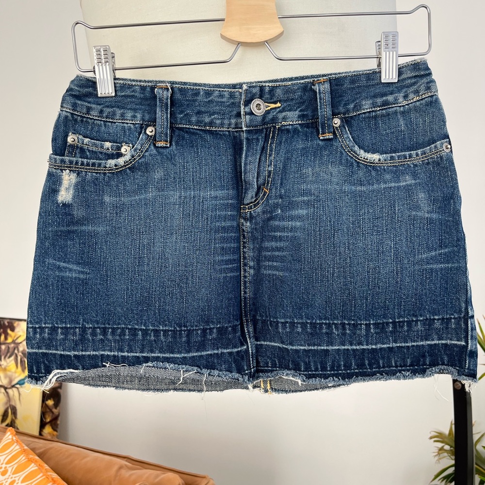 American Eagle Distressed Denim Mini Skirt